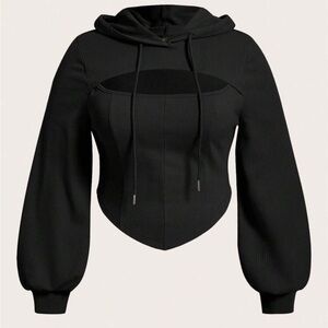 SHEIN Black Textured Hoodie